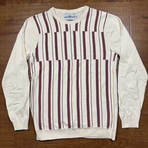 Madcap England Sweatshirt Mens M Beige Stripe Crewneck Cotton Old Money Luxury